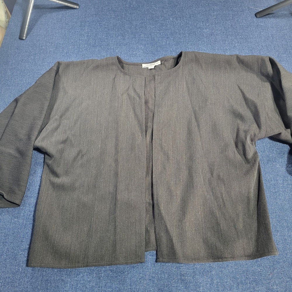 ZORAN 100 WOOL Charcoal Gray Open Front Kimono Jacket Cardigan Womens Size OS